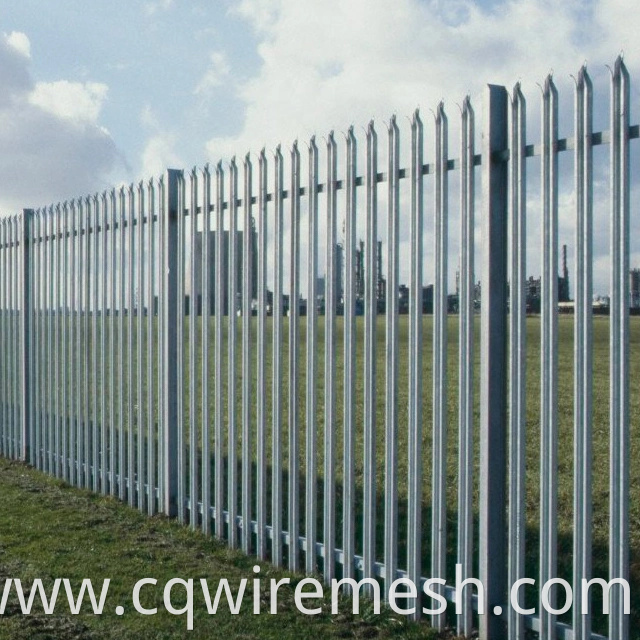 High Security W Pale Triple Pointed Hot Dipped Galvanized Steel Palisade Fencing